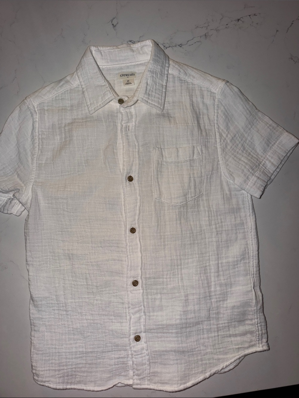 crewcuts white short-sleeve gauze button-down shirt size 10